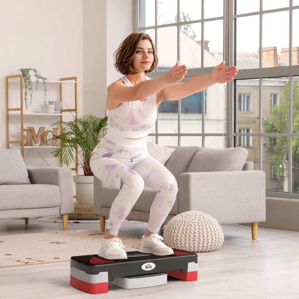 Stepper Fitness Aerobica ¨C Xylo ¨C Altezza Regolabile Antiscivolo 80x31x20cm Nero Grigio