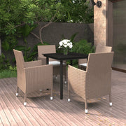Set da Pranzo da Giardino 5 pz e Cuscini in Polyrattan Nero 3099704