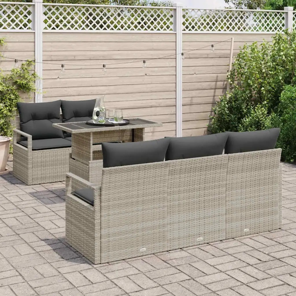Set Divano da Giardino 6 pcs Grigio chiaro polyrattan
