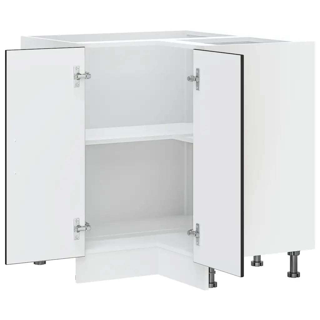 Mobile Base ad Angolo Cucina Lucca Nero in Legno Multistrato 853748