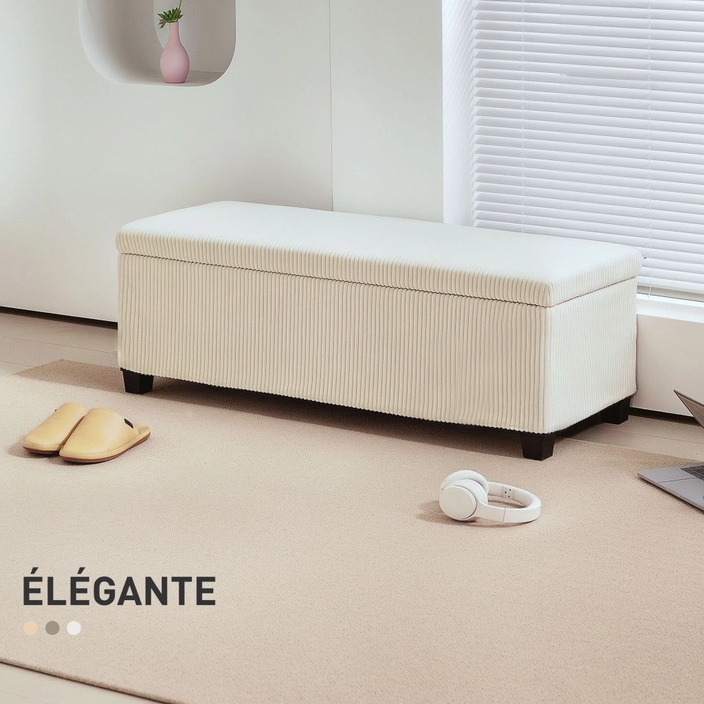 Pouf contenitore in velluto ¨C Minimal ¨C 112x42x40 cm beige