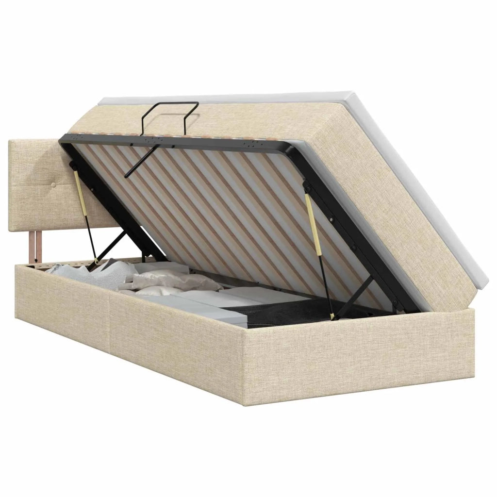 Letto con contenitore e materasso Crema 90 x 200 cm Velluto 3458599