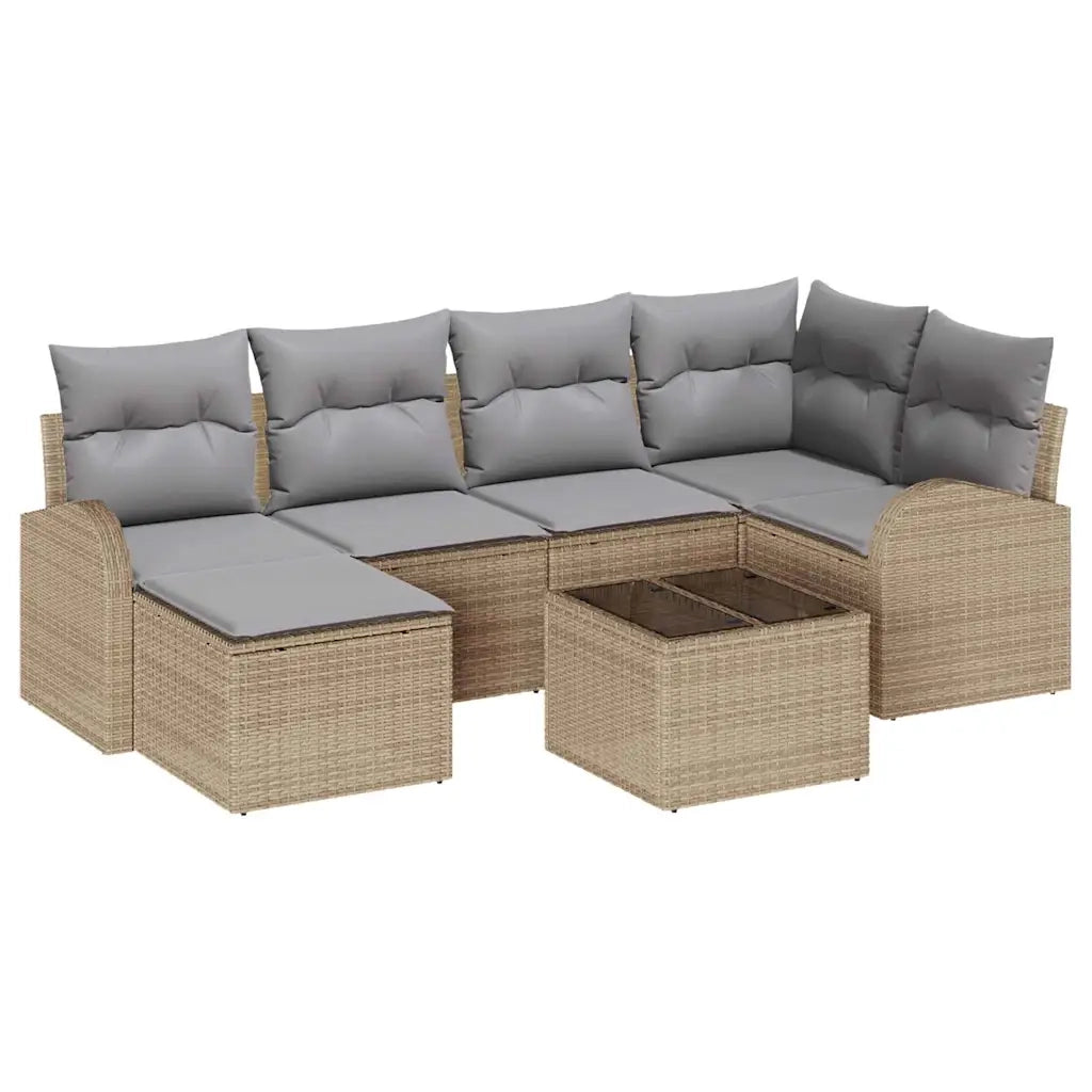 Set Divano da Giardino 7 pcs Beige polyrattan 3346120