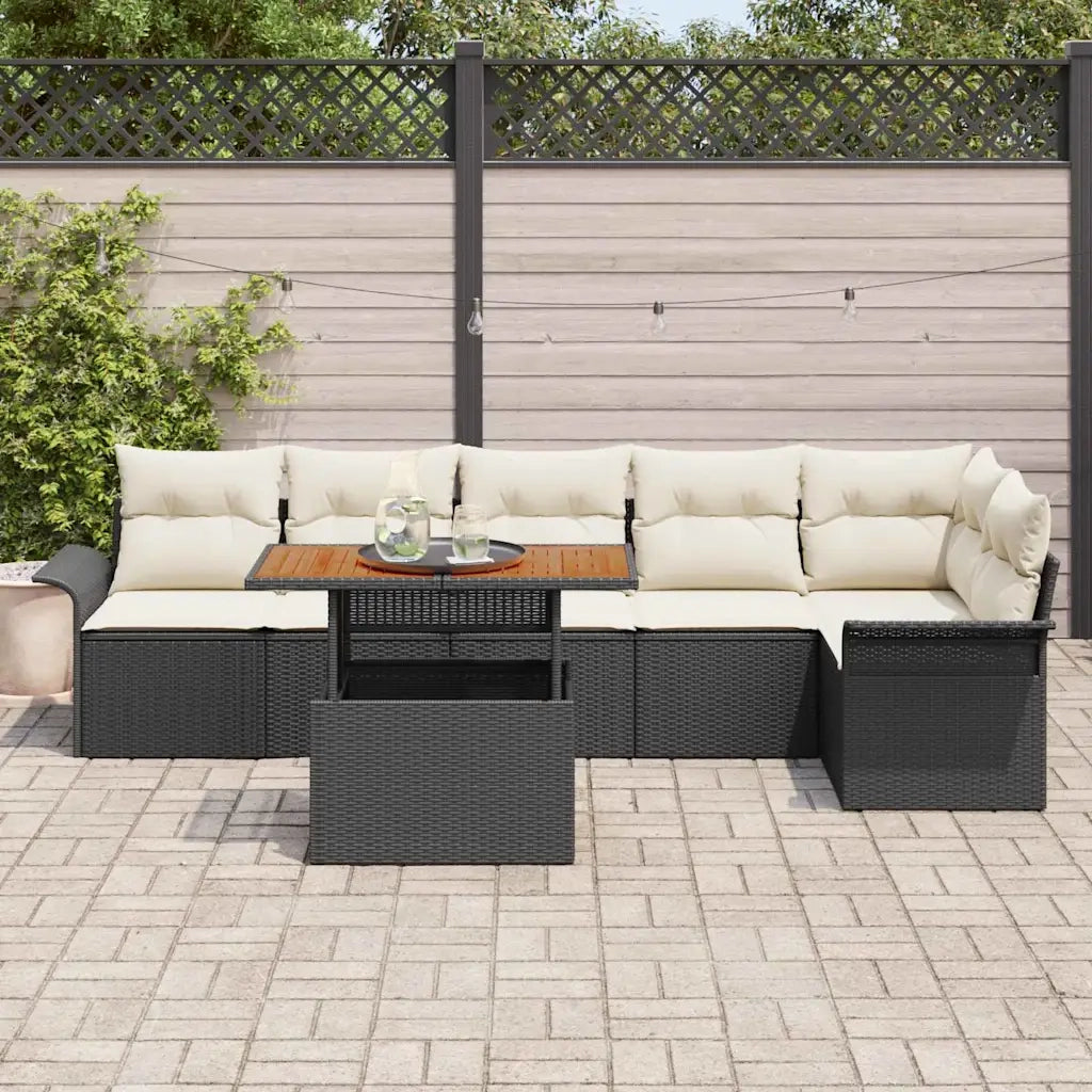 Set Divano da Giardino con archiviazione 7 pcs Nero Poly Rattan 3358077