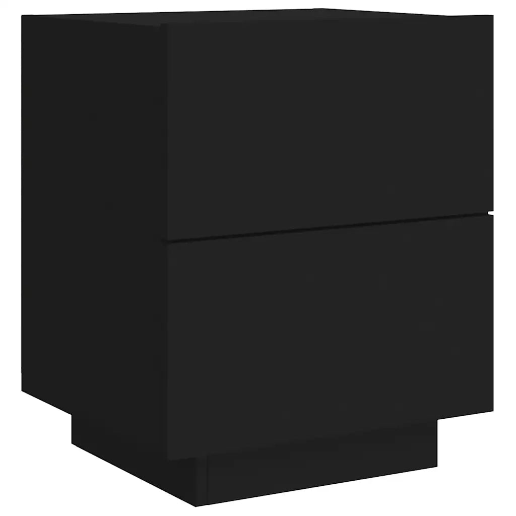 Comodino con Luci LED Nero in Legno Multistrato 836737