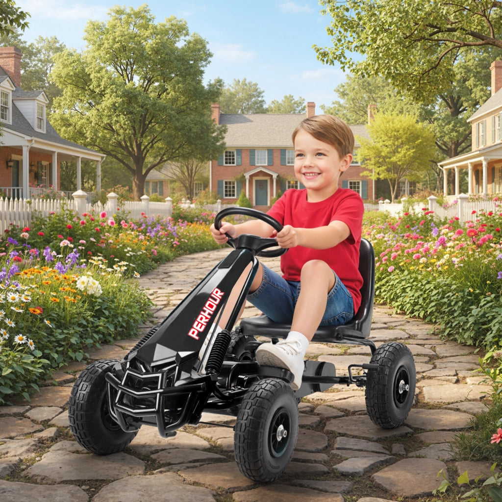 Go-Kart a pedali per bambini ¨C Xylo ¨C sedile regolabile, freno manuale, 110x61x62 cm, nero