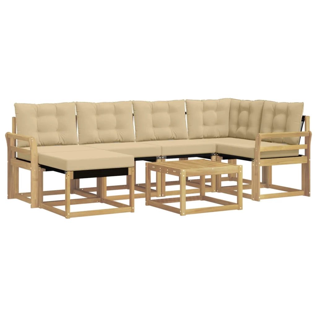 Set di divani da esterno con cuscino 7 pcs Bianco e Beige 3389671