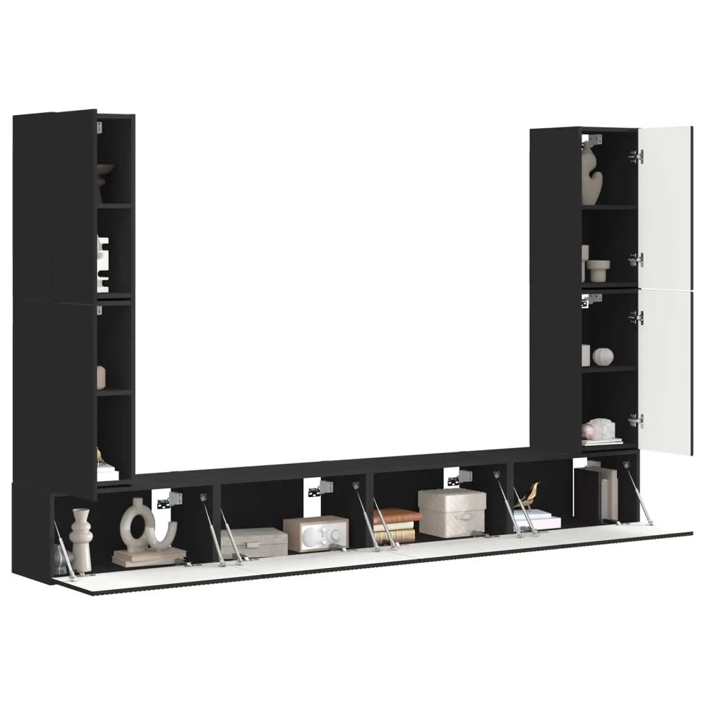 Set mobile TV 8 pcs Nero Legno multistrato