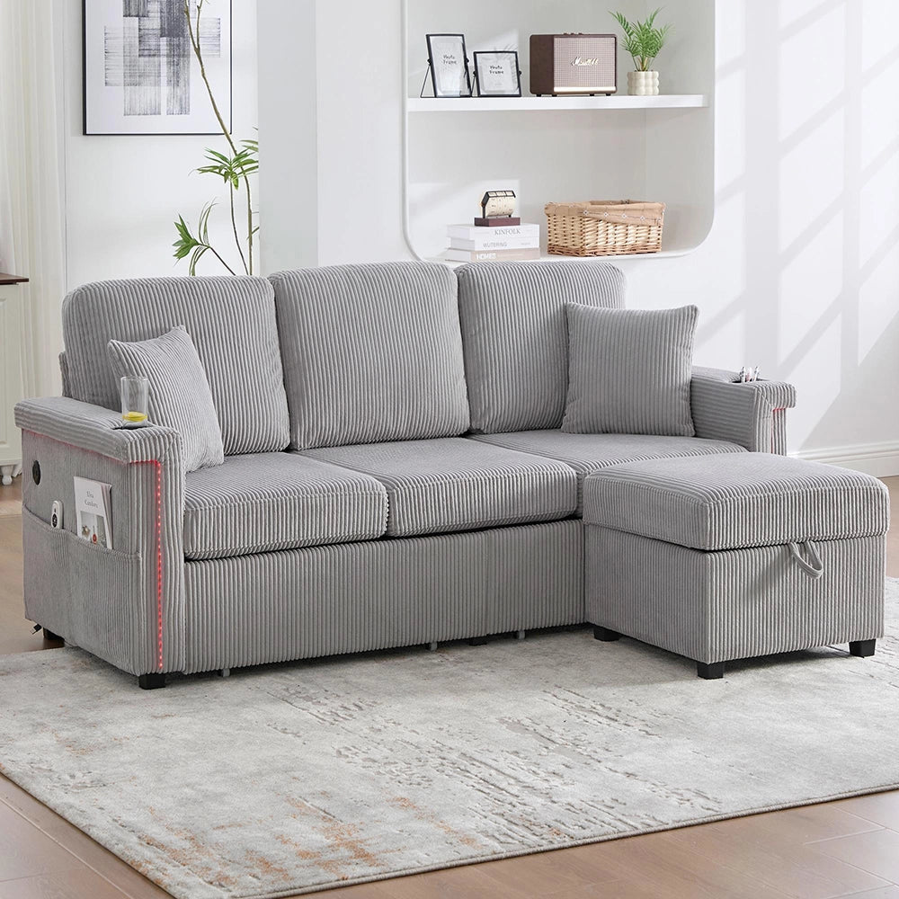 Divano 2 posti ciniglia ergonomico - Xylo - Regolabile, gambe metalliche, stabile
