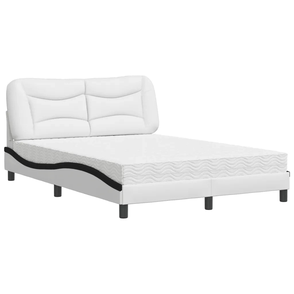Letto con Materasso Hvar Bianco e Nero 140x200 cm in Similpelle