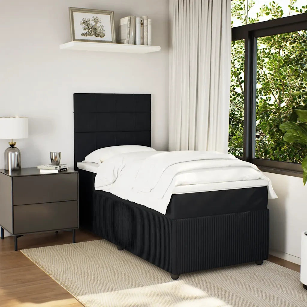 Giroletto a Molle con Materasso Nero 90x190 cm in Velluto 3292216