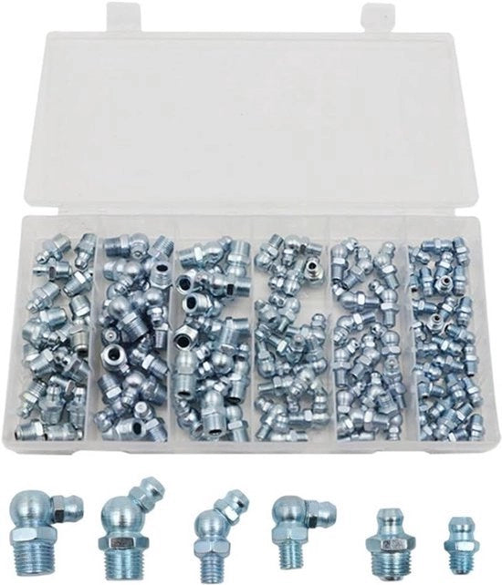 Set di manicotti per olio - sostituzione dei manicotti rotti - in acciaio galvanizzato - con connettori retti e angolari - per modelli vari - formato standard - 110 pezzi.