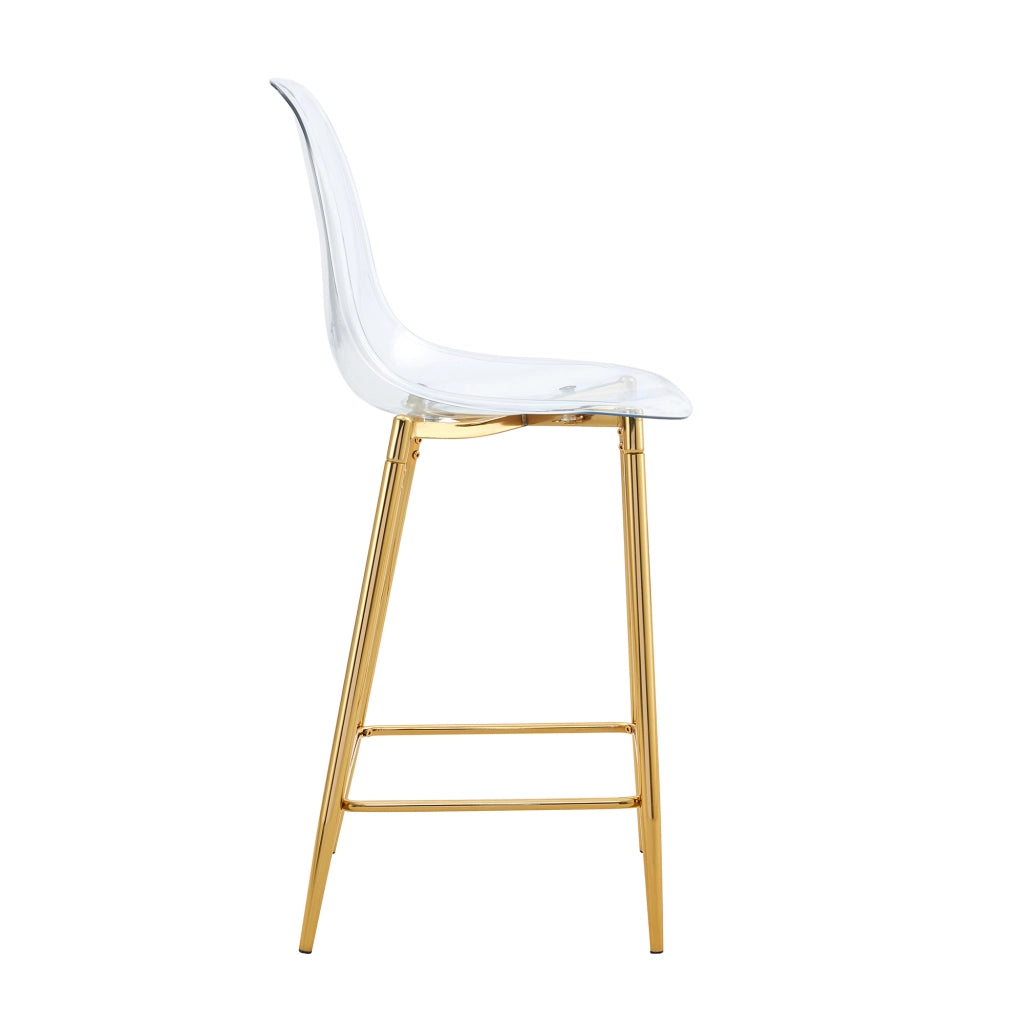 SGABELLO da bar trasparente in plastica con gambe in metallo oro