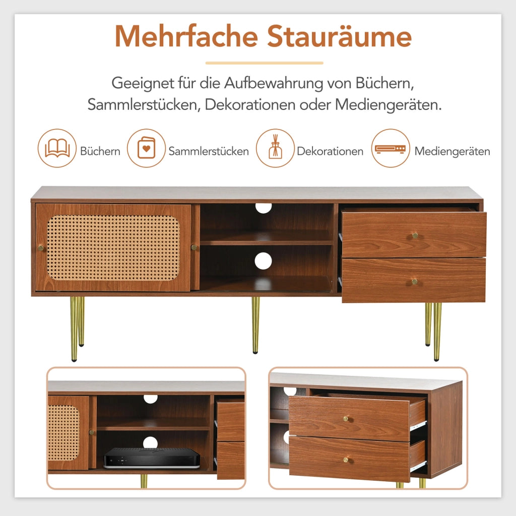 Cassettiera per TV noce MDF lunghezza 160 cm