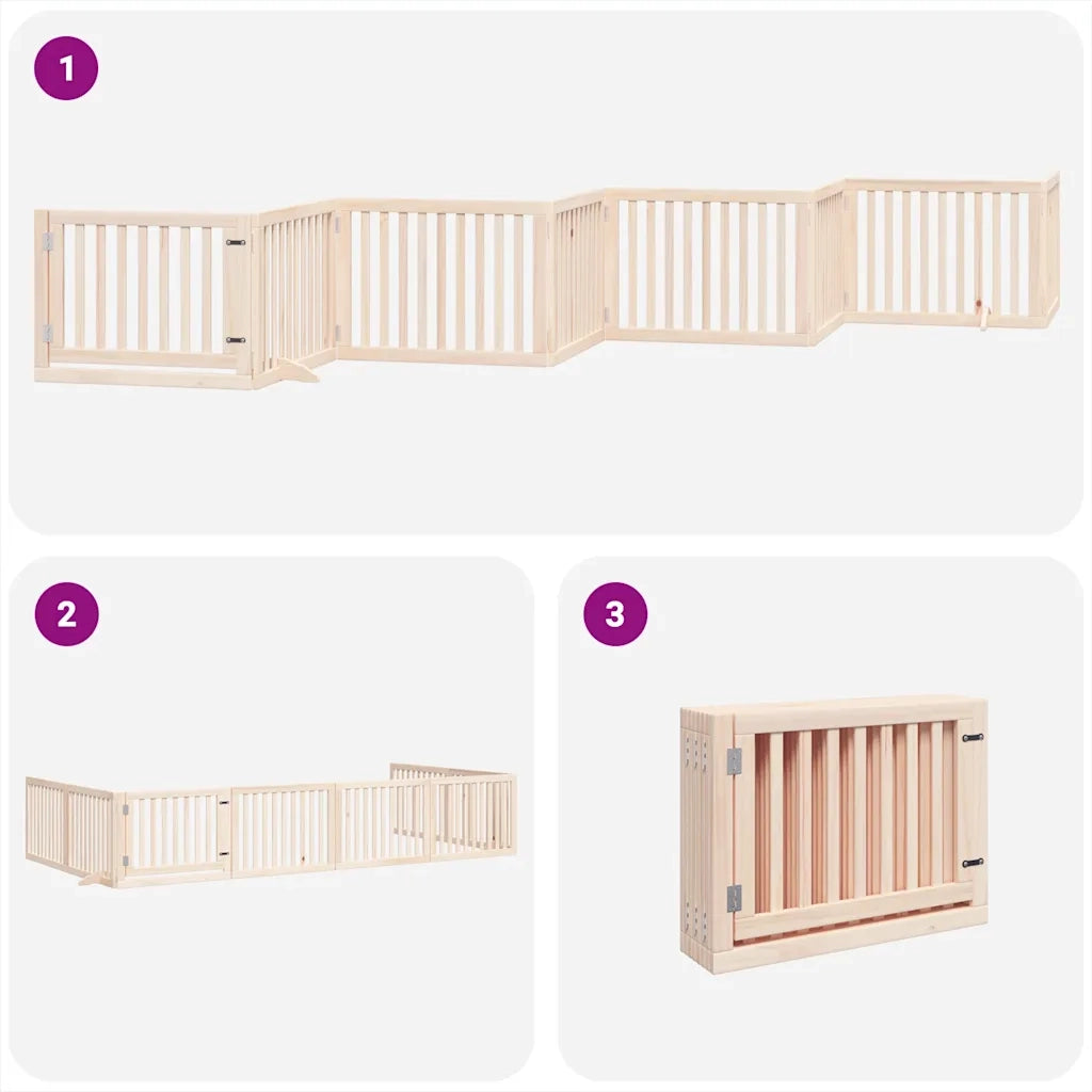 Cancello per Cani Porta Pieghevole 8 Pannelli 640 cm in Pioppo CFW9964118