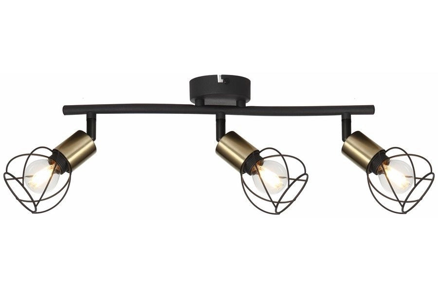 Plafoniera loft nera/oro Mahavi 3 luci E14 Reality