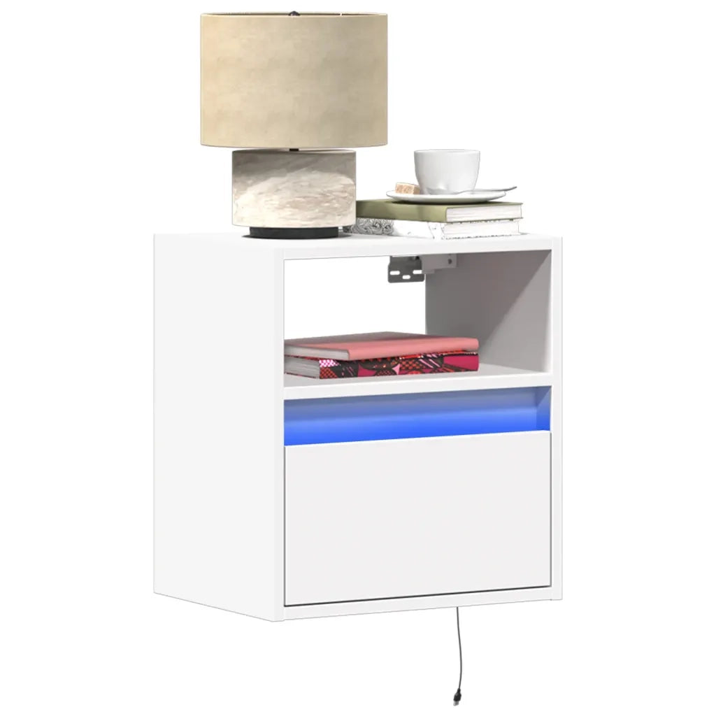 Comodino a Parete con Luci LED Bianco 3307975