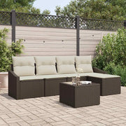 Set di divani con cuscino 6 pcs Marrone e Crema polyrattan