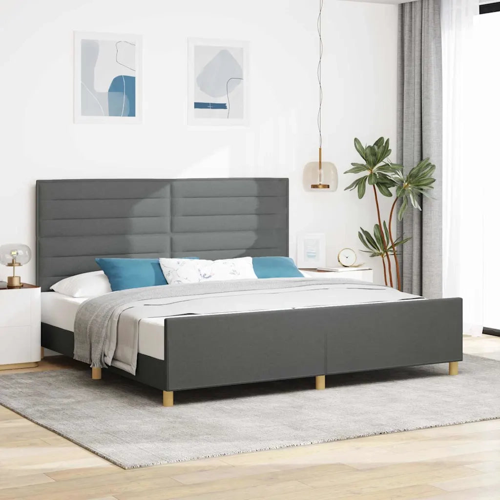 Struttura del letto-Giroletto Grigio scuro 200 x 200 cm Tessuto 981053