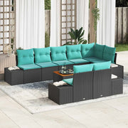 Set Divano da Giardino 9 pz Nero e turchese 3356646