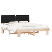 Letto con Testiera Rivestita-Struttura Letto con Testiera Nero 180 x 200 cm Pino massello 887183