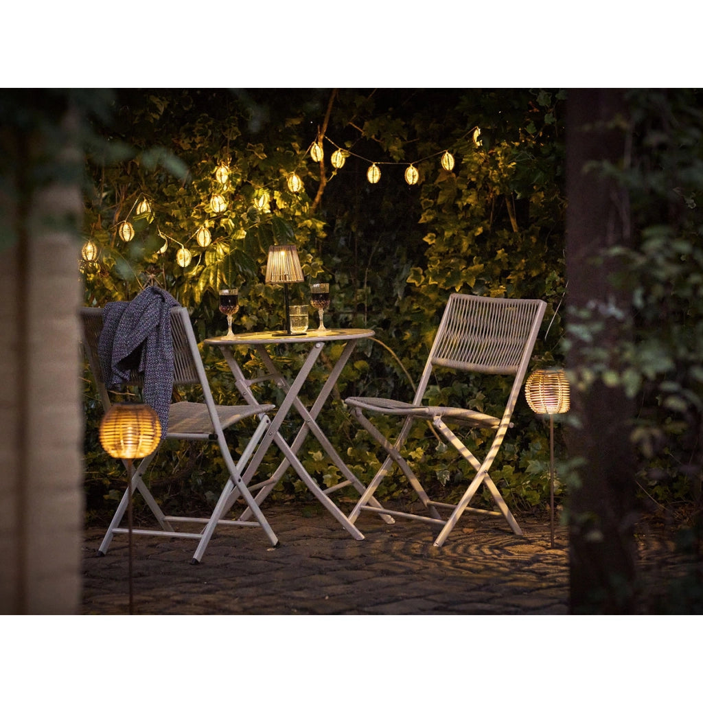 Lampada solare Salford in polyrattan marrone e metallo nero — ø13,5×30,5 cm