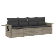 Set Divani da Giardino 4 pz | Set Salotto da Giardino con Cuscini in Polyrattan Grigio