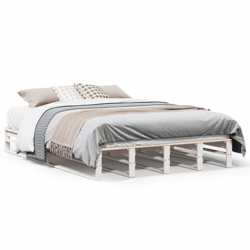 Letto senza Materasso-Struttura Letto Bianco 140x200 cm Legno Massello di Pino 368487