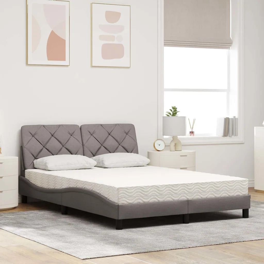 Letto con Materasso Tortora 140x190 cm in Tessuto