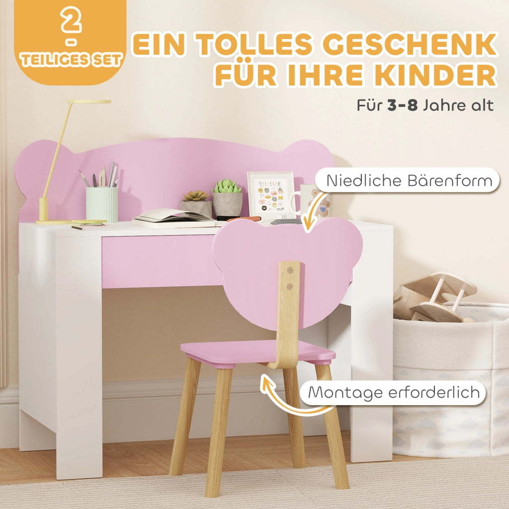 Scrivania per Bambini con Sedia e Cassetto ¨C zephmum ¨C Rosa