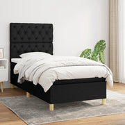 Giroletto a Molle con Materasso-Struttura Letto Nero 80x200 cm inTessuto 307132