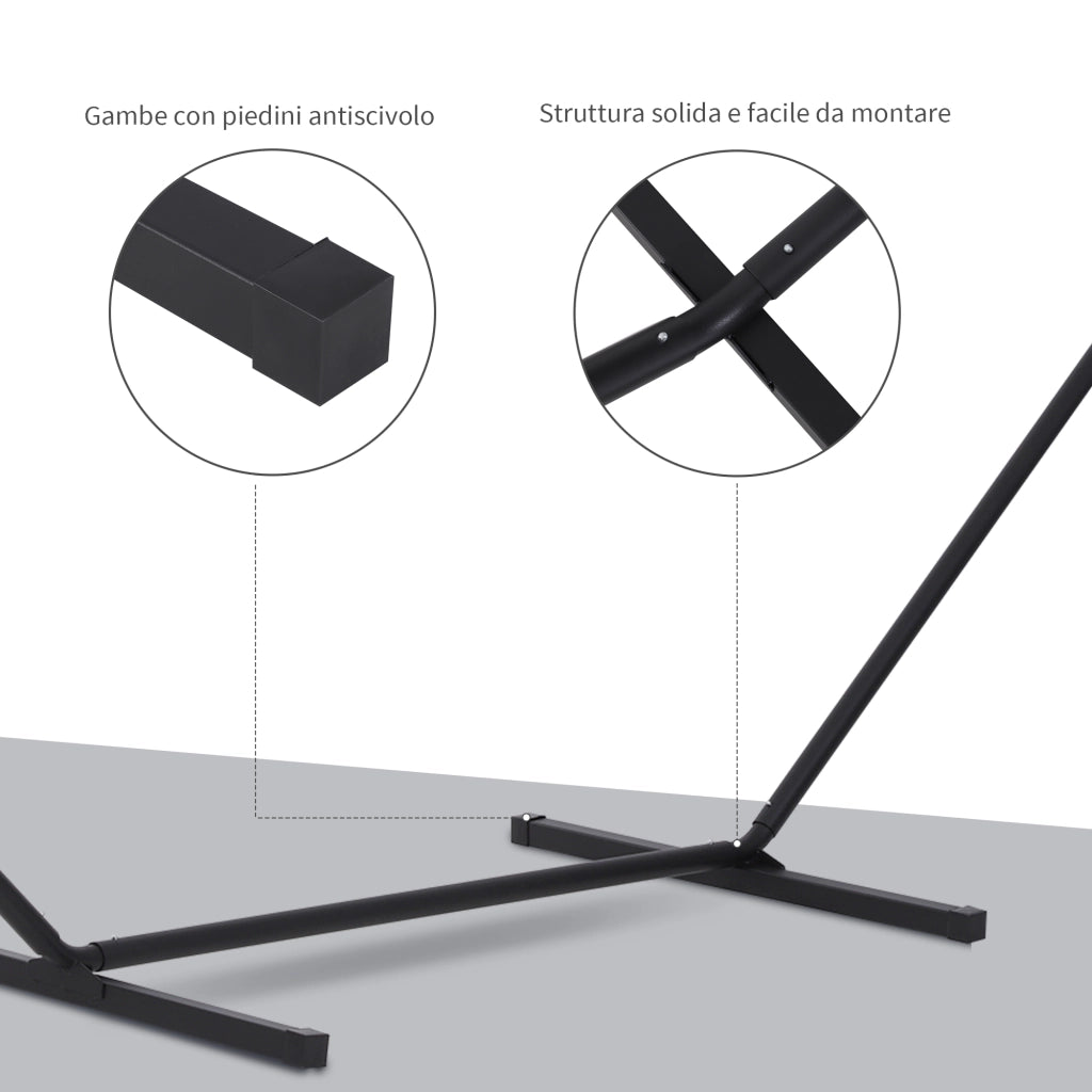 Supporto per Amaca in Metallo ¨C Minimal ¨C Nero 360x92x112 cm