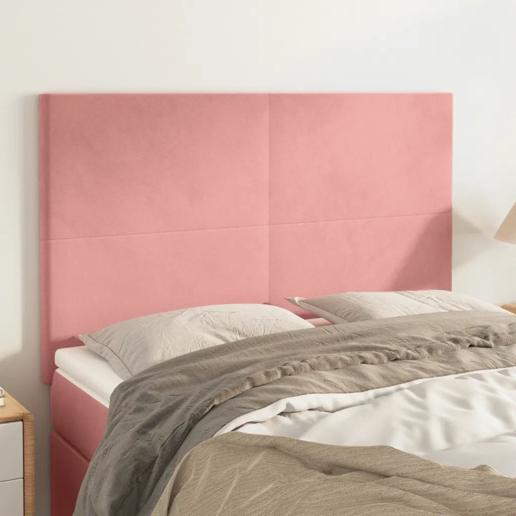 Testiera Rosa 144x5x118/128 cm Velluto 3116105