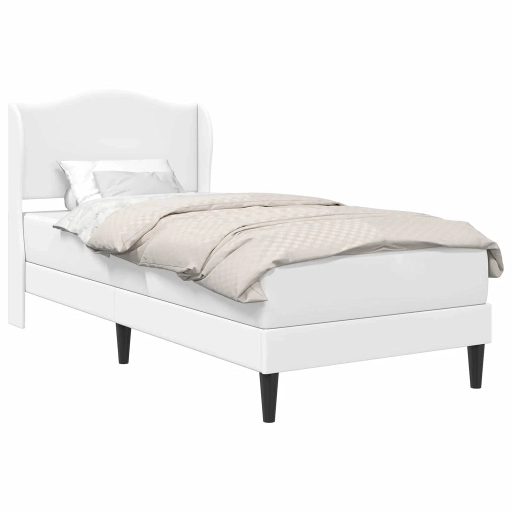 Letto singolo | Letto per adulti | Struttura del letto con testiera Bianco 100 x 200 cm Similpelle