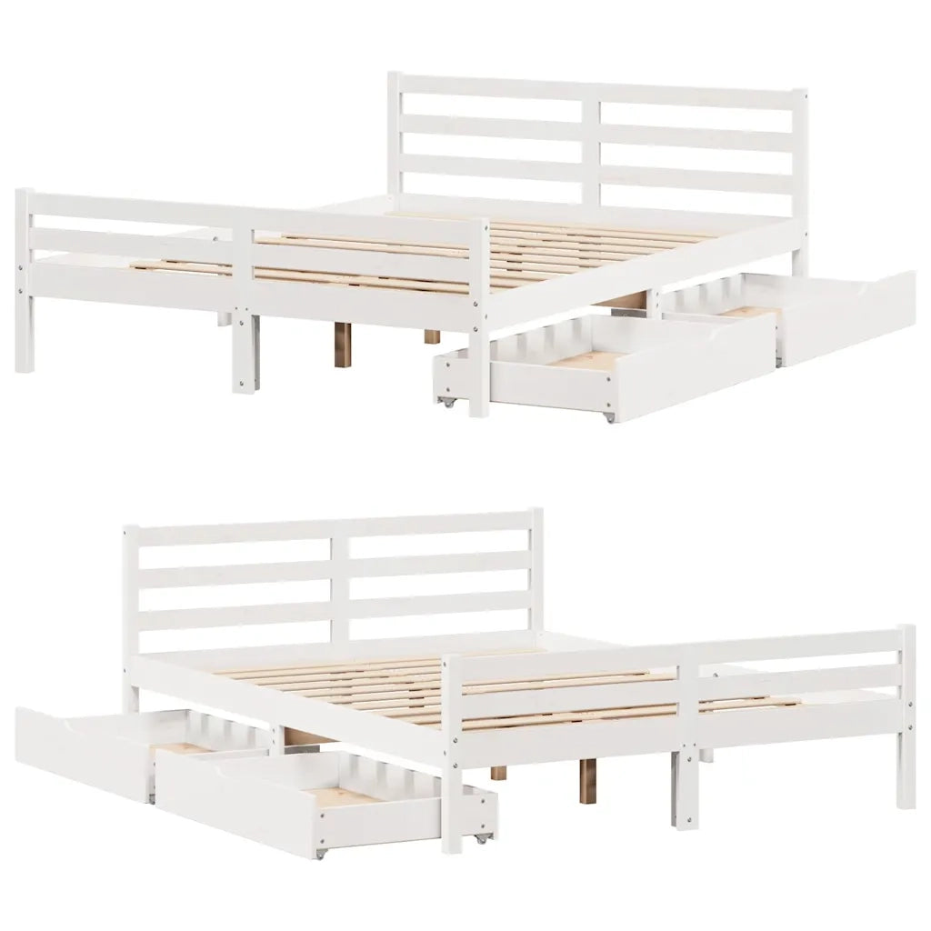 Letto senza Materasso-Struttura Letto Bianco 140x200 cm Legno Massello di Pino 546827