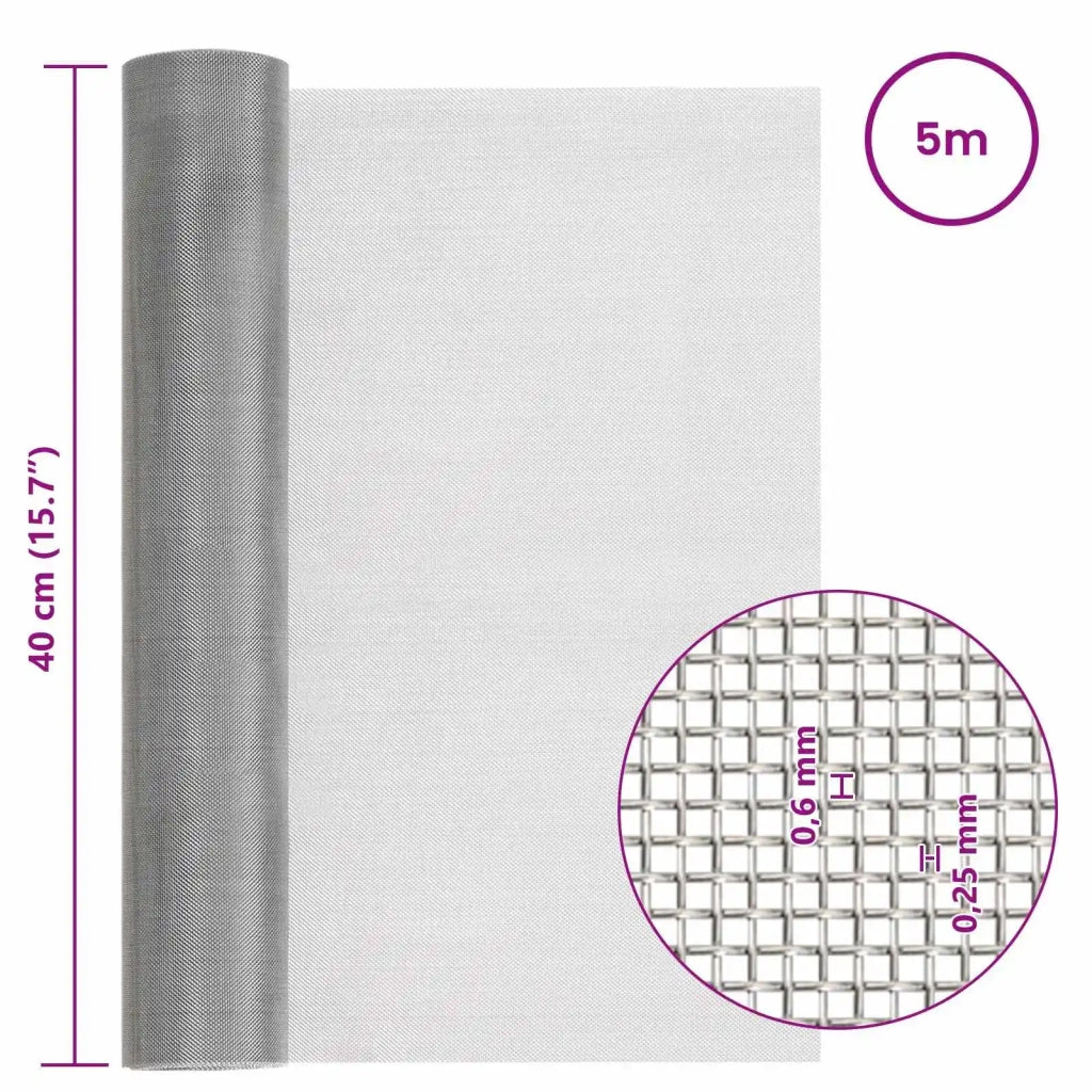 Rete per schermatura 40 x 500 cm 30 Mesh Argento 42039548