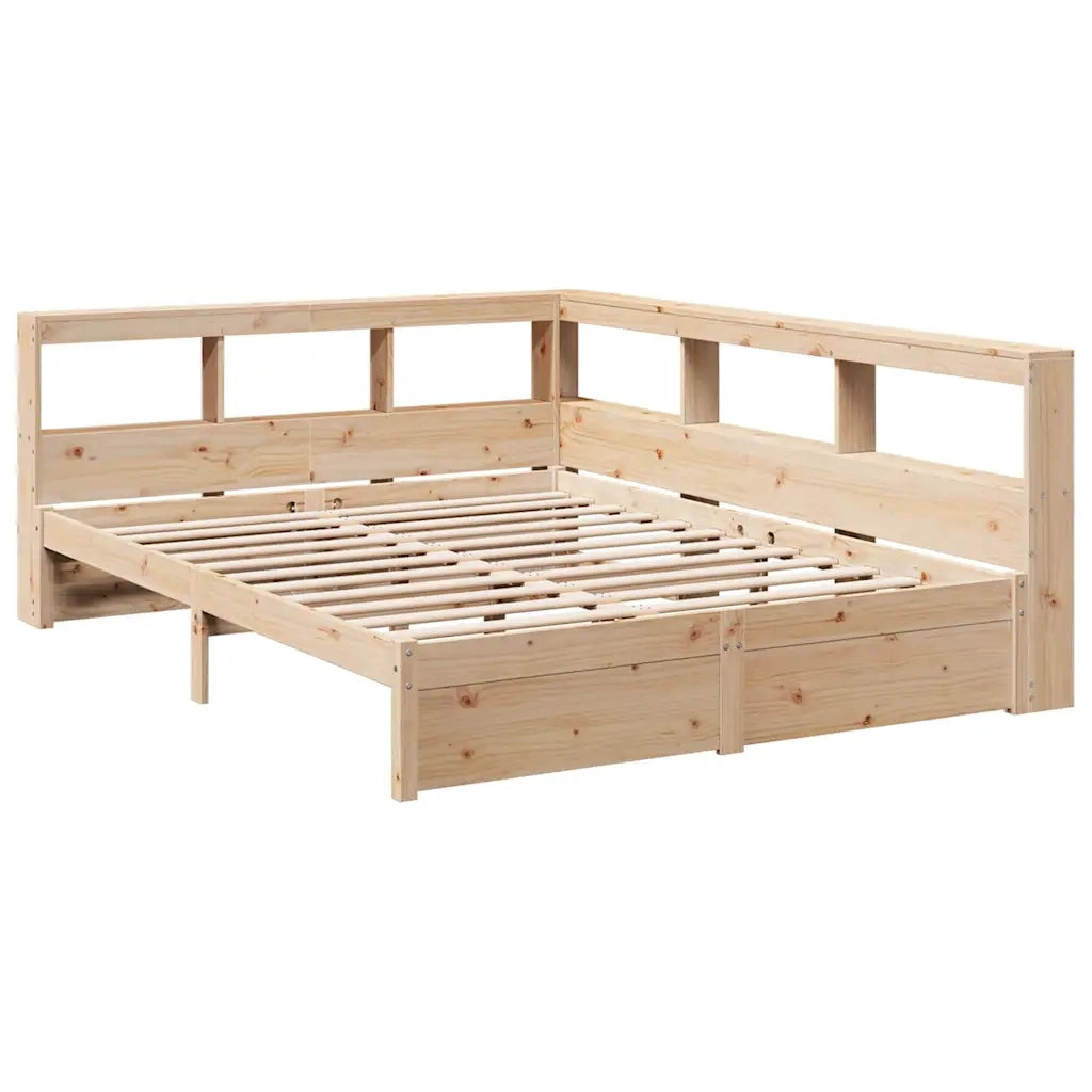 Letto Libreria senza Materasso-Struttura Letto contenitore 160x200 cm in Legno di Pino 663504