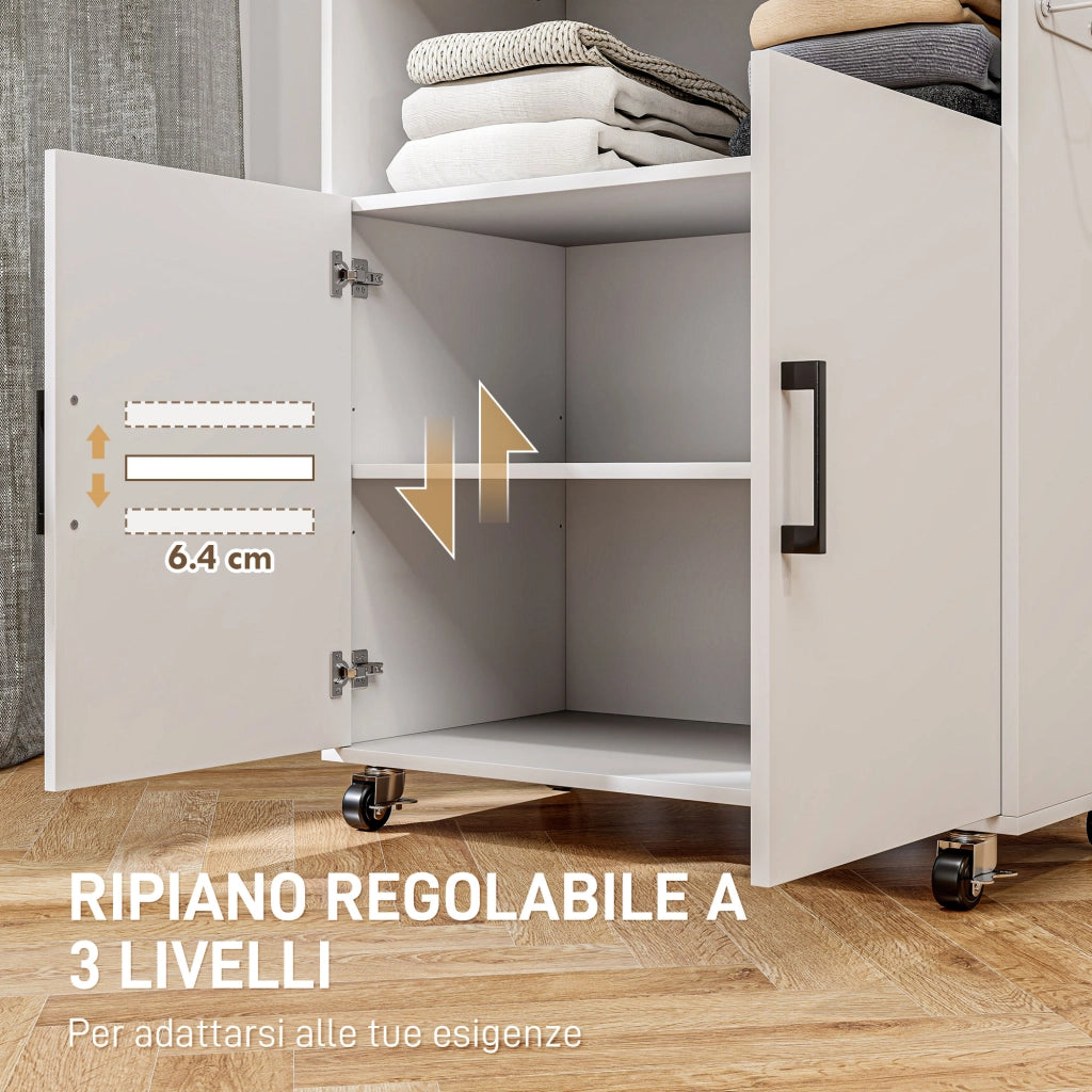 Armadio Asse da Stiro con Ante e Cassetti ¨C Minimal ¨C Bianco 125x43.5x102.5 cm