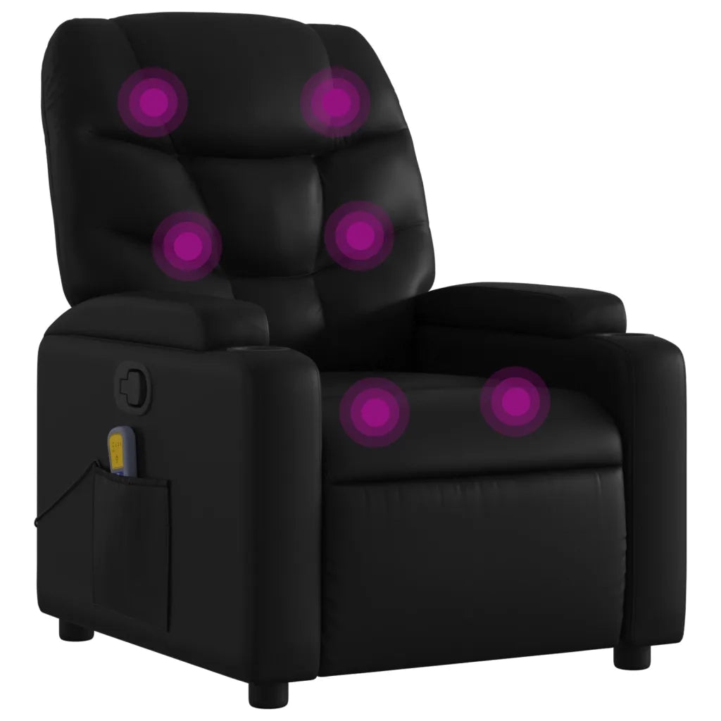 Poltrona reclinabile massaggiante in Similpelle Nera 3205643