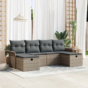 Set Divano da Giardino con cuscino 6 pcs Grigio Poly Rattan 3360250