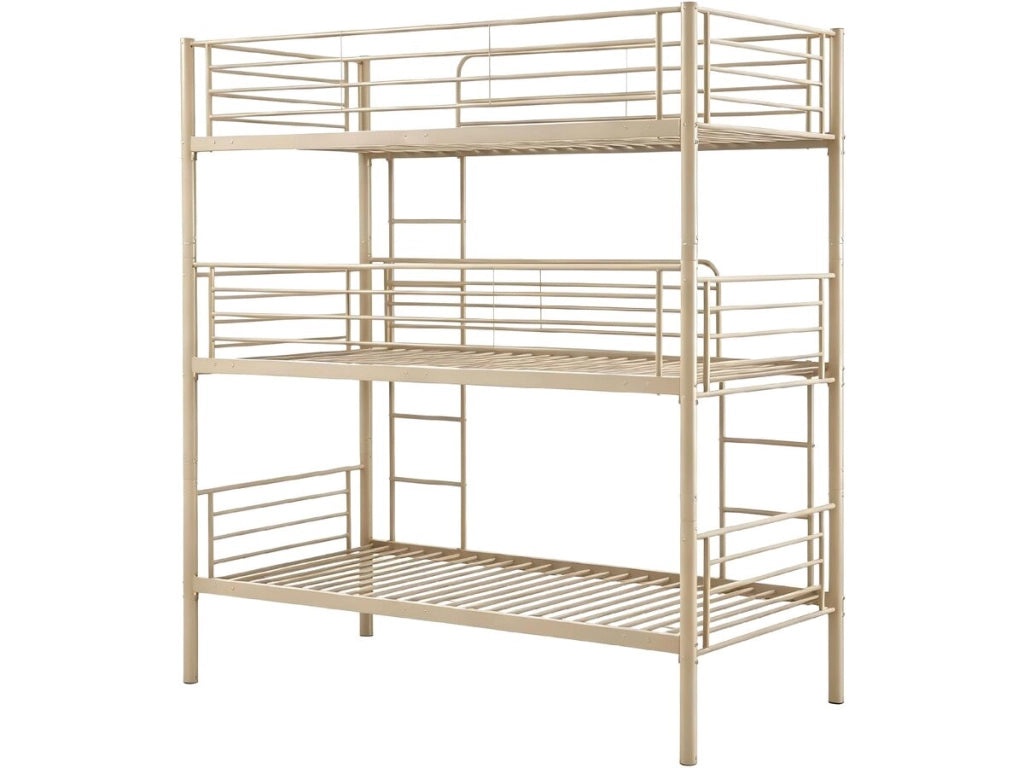 Letto a castello in metallo a tre posti "HAVIN" - 90 x 190 cm - Taupe