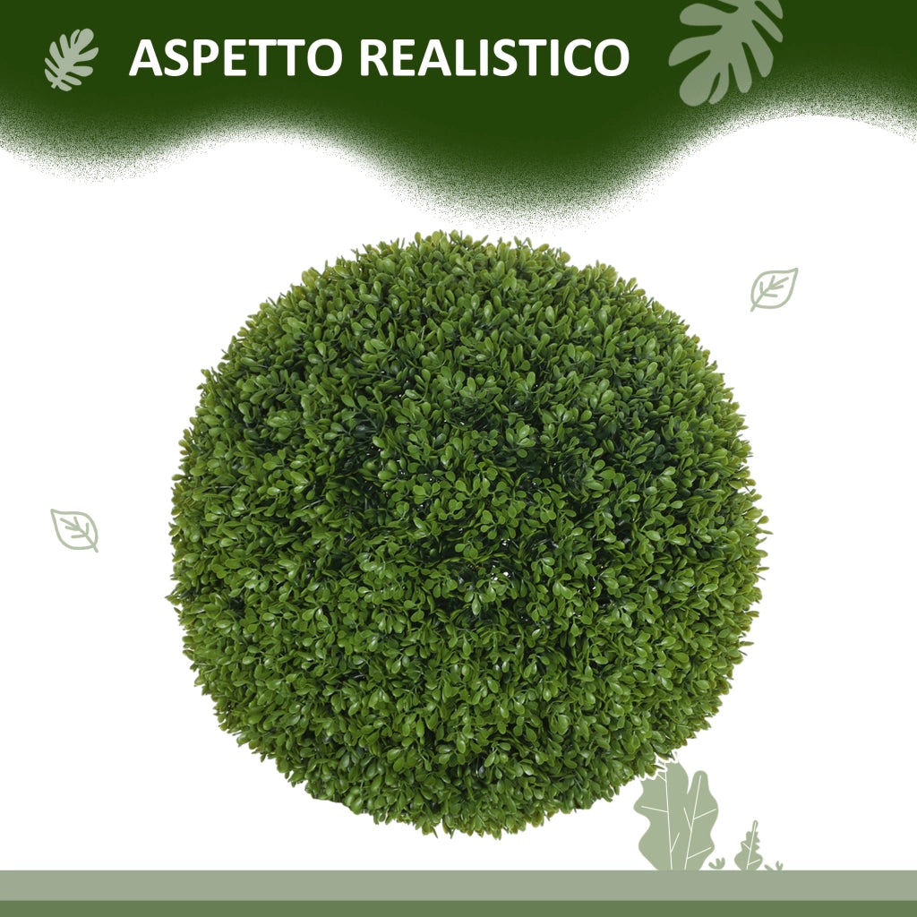 Set 2 Piante Finte Bosso in PE per Interno ed Esterno ¨C Minimal ¨C Verde, ?40 cm