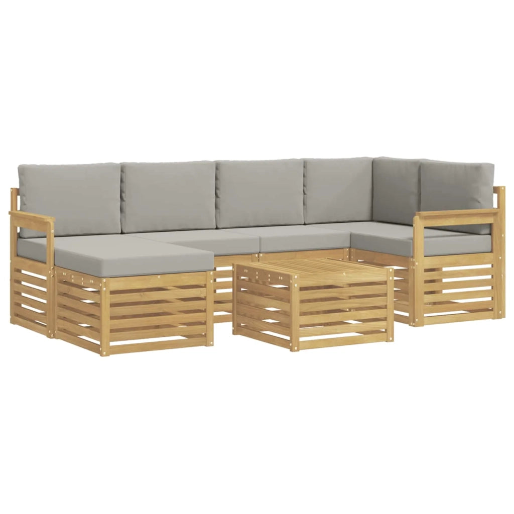 Set di divani da esterno 7 pcs Bianco e Grigio Chiaro 3392141