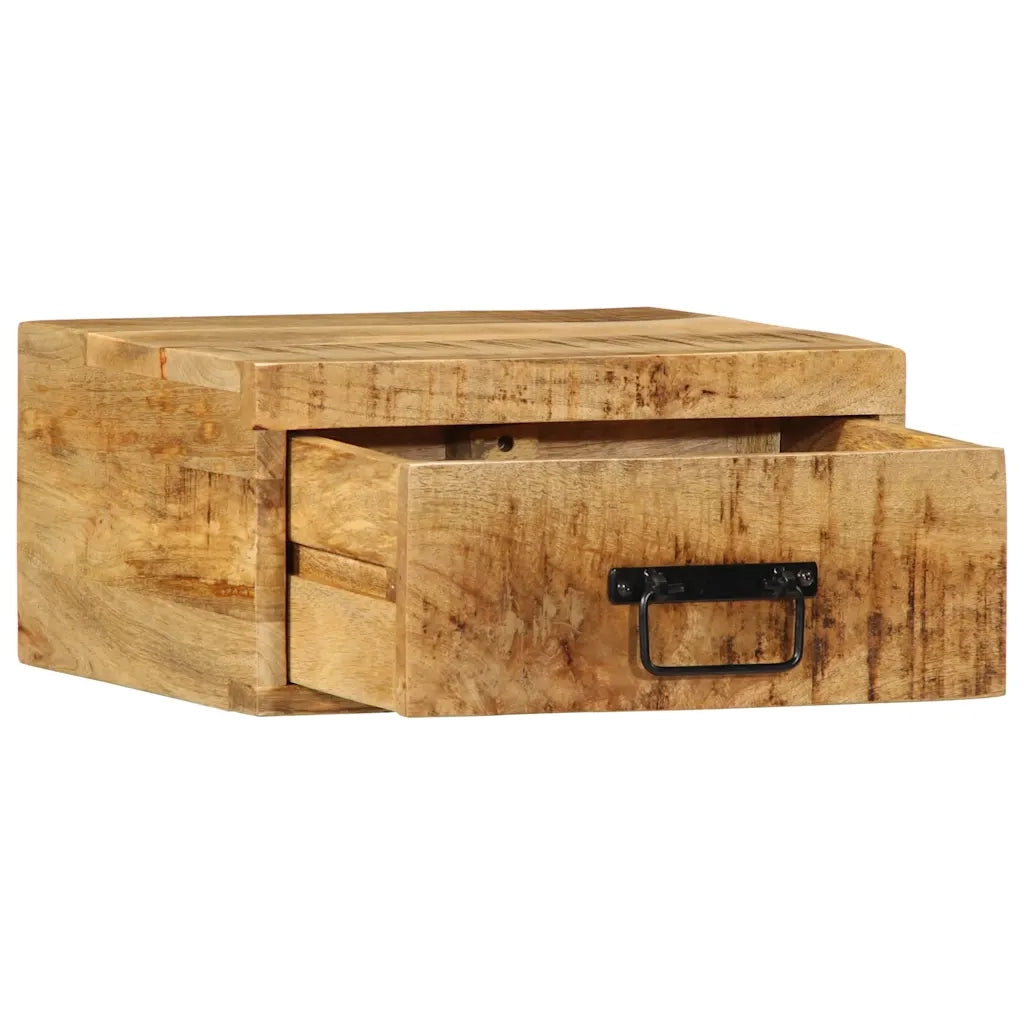 Comodino a Parete in Legno Grezzo Massello di Mango 4017452