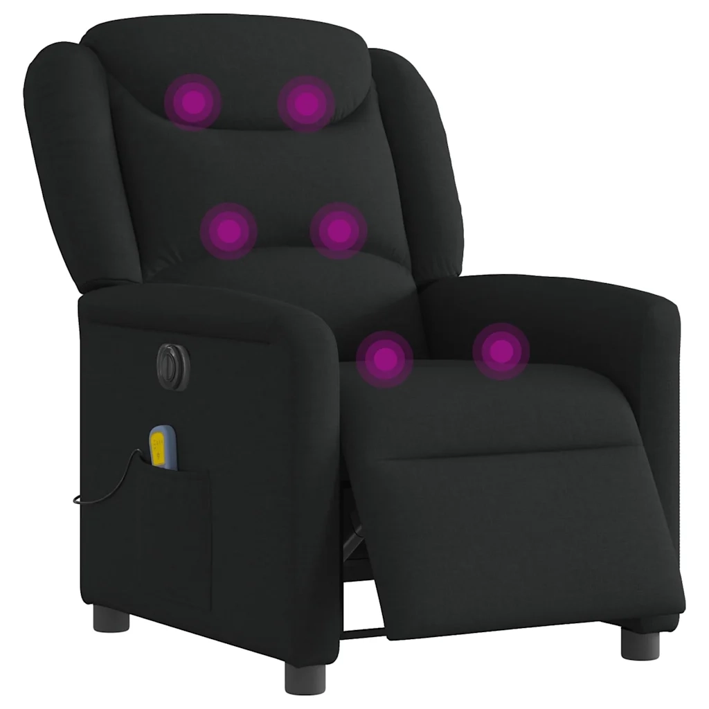 Poltrona Massaggiante Reclinabile Elettrica Nera in Tessuto 3303186