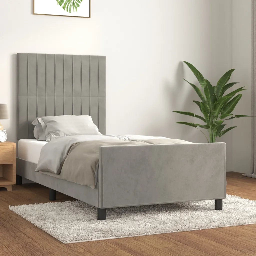 Giroletto senza Materasso Grigio Chiaro 90x200 cm Velluto
