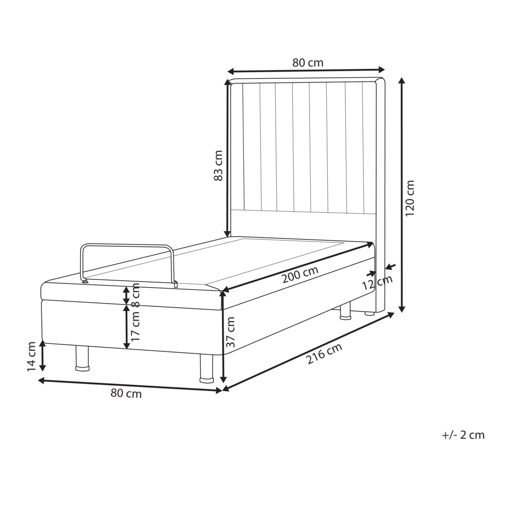 Letto Tessuto Grigio Chiaro Elettrico Regolabile con Telecomando 80 x 200 cm