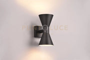 ARDAS APPLIQUE DA ESTERNO FUSIONE ALLUMINIO NERA BI-EMISSIONE H. 20CM IP44 2 LUCI ATTACCO GU10