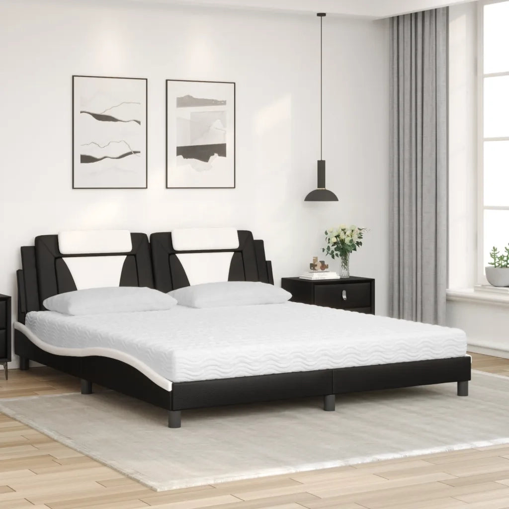 Letto Viana con Materasso Nero e Bianco 180x200 cm in Similpelle