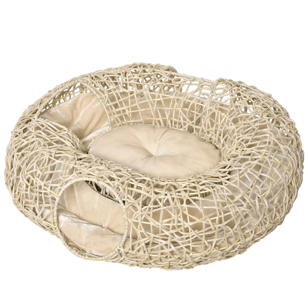 Letto per Gatti in Rattan con Cuscino ¨C Minimal ¨C 78x69x22 cm